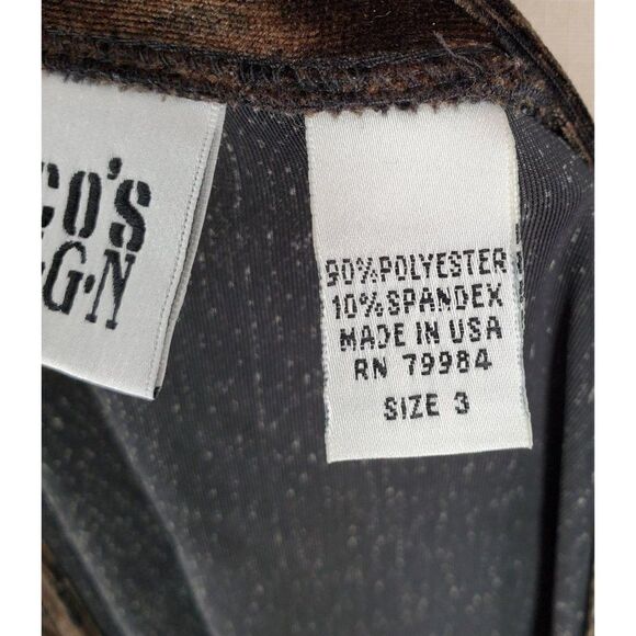 Vintage Chico's Design Top Brown Black Snake Print Velvet Long Sleeve Size 3 XL - Picture 7 of 9